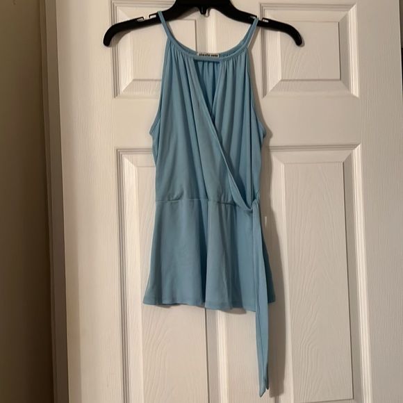 CHA CHA VENTE baby blue halter peplum top EUC - Picture 2 of 6